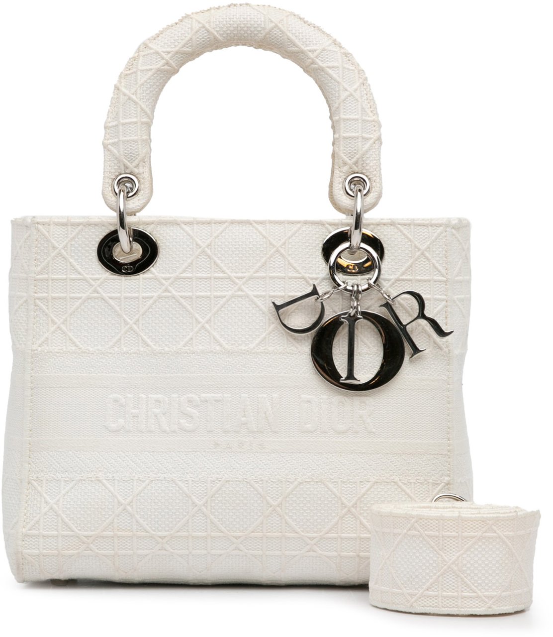 Dior Medium Canvas Cannage Lady D Lite Wit