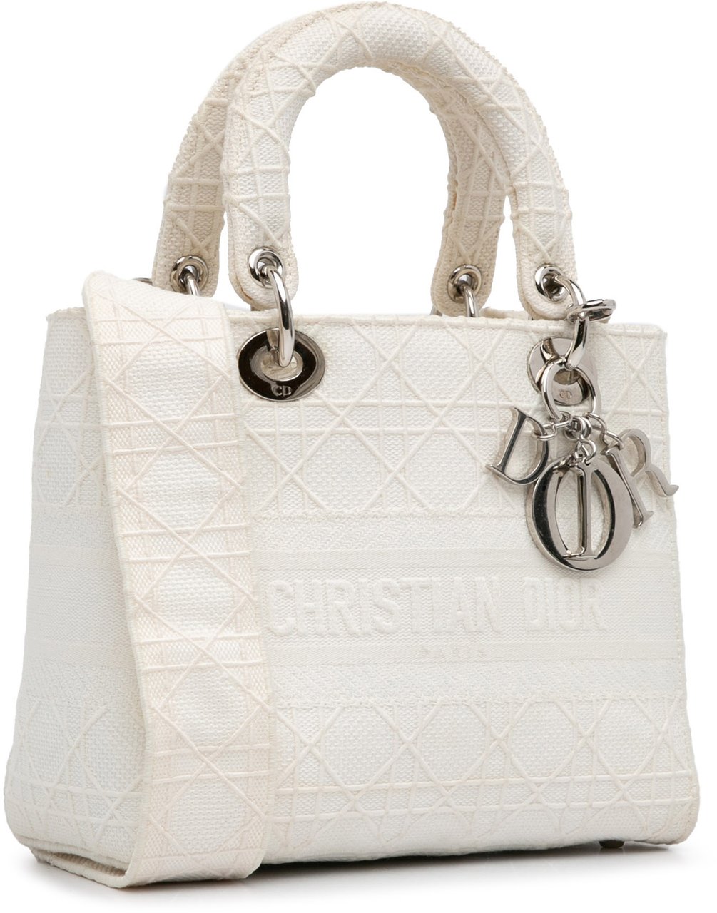 Dior Medium Canvas Cannage Lady D Lite Wit
