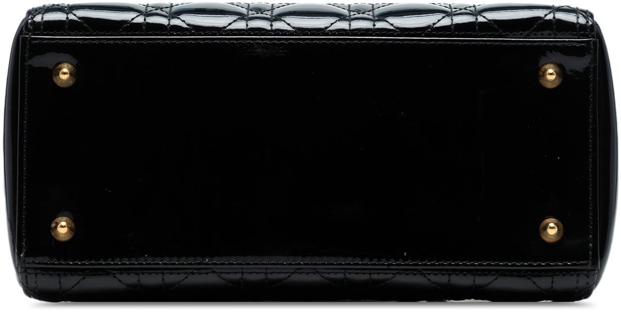 Dior Medium Patent Cannage Lady Dior Zwart