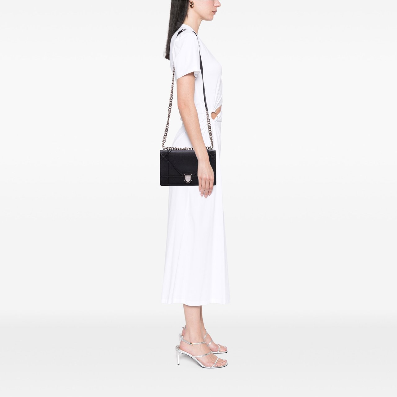 Dior Medium Grained Calfskin Diorama Flap Zwart