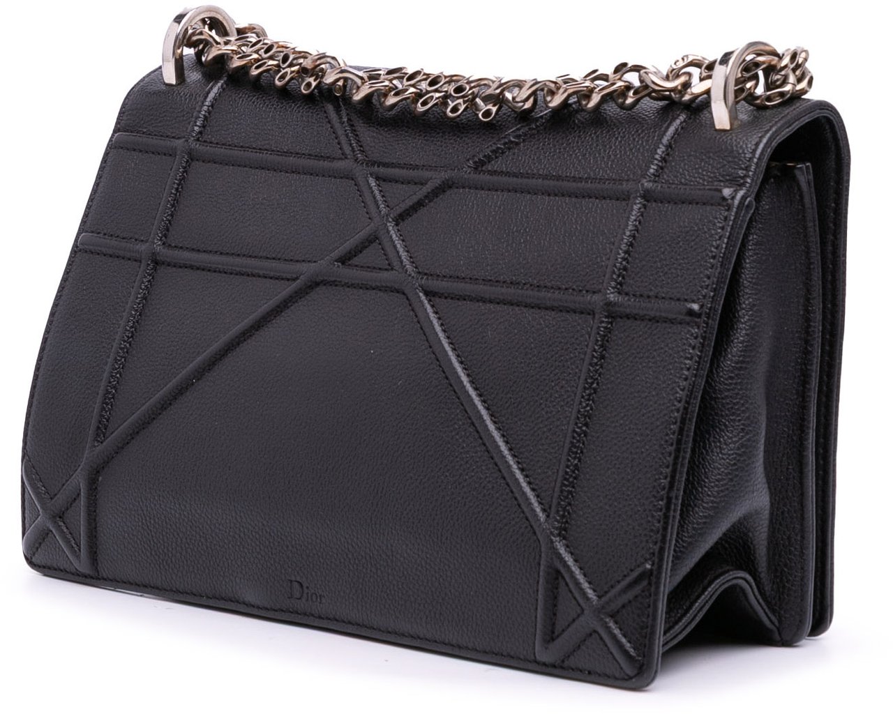 Dior Medium Grained Calfskin Diorama Flap Zwart