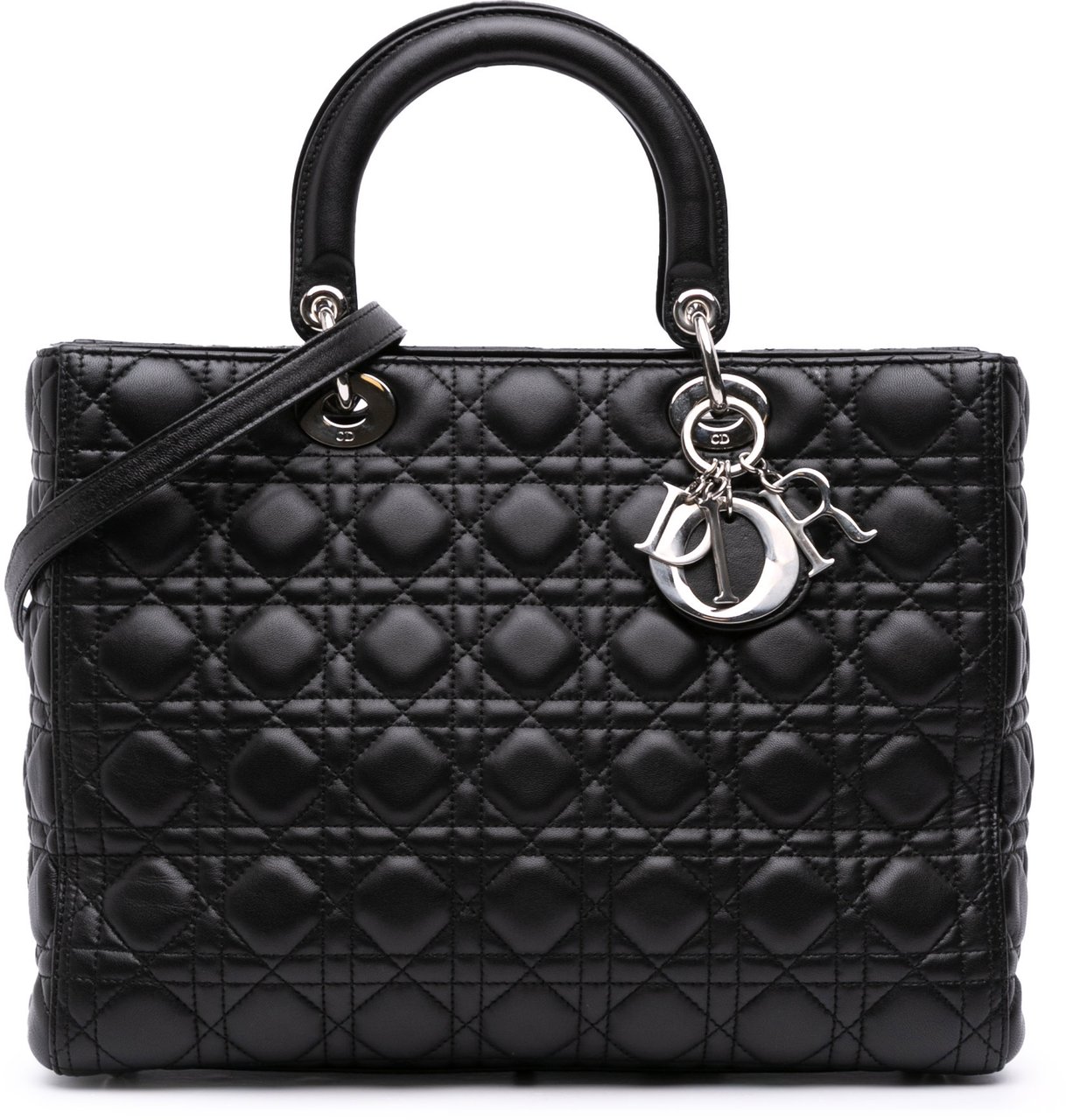 Dior Large Lambskin Cannage Lady Dior Zwart