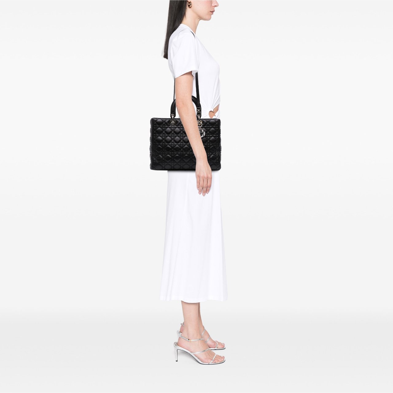 Dior Large Lambskin Cannage Lady Dior Zwart