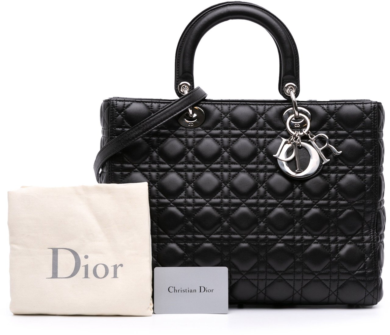 Dior Large Lambskin Cannage Lady Dior Zwart