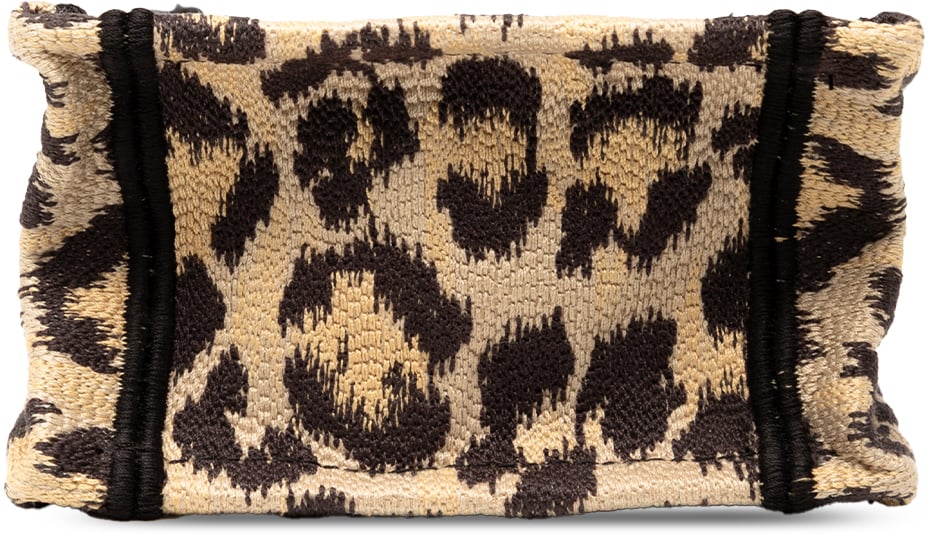 Dior Mizza Mini Embroidered Canvas Leopard Vertical Book Tote Bruin