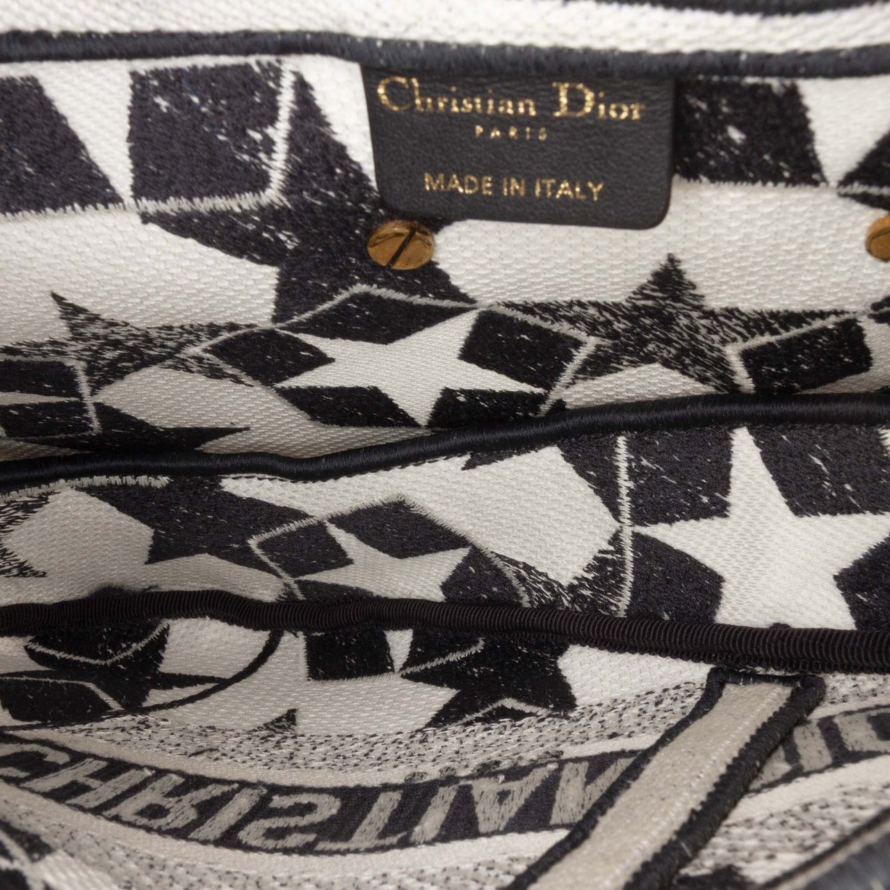 Dior Embroidered Canvas Stars Saddle Bag Wit