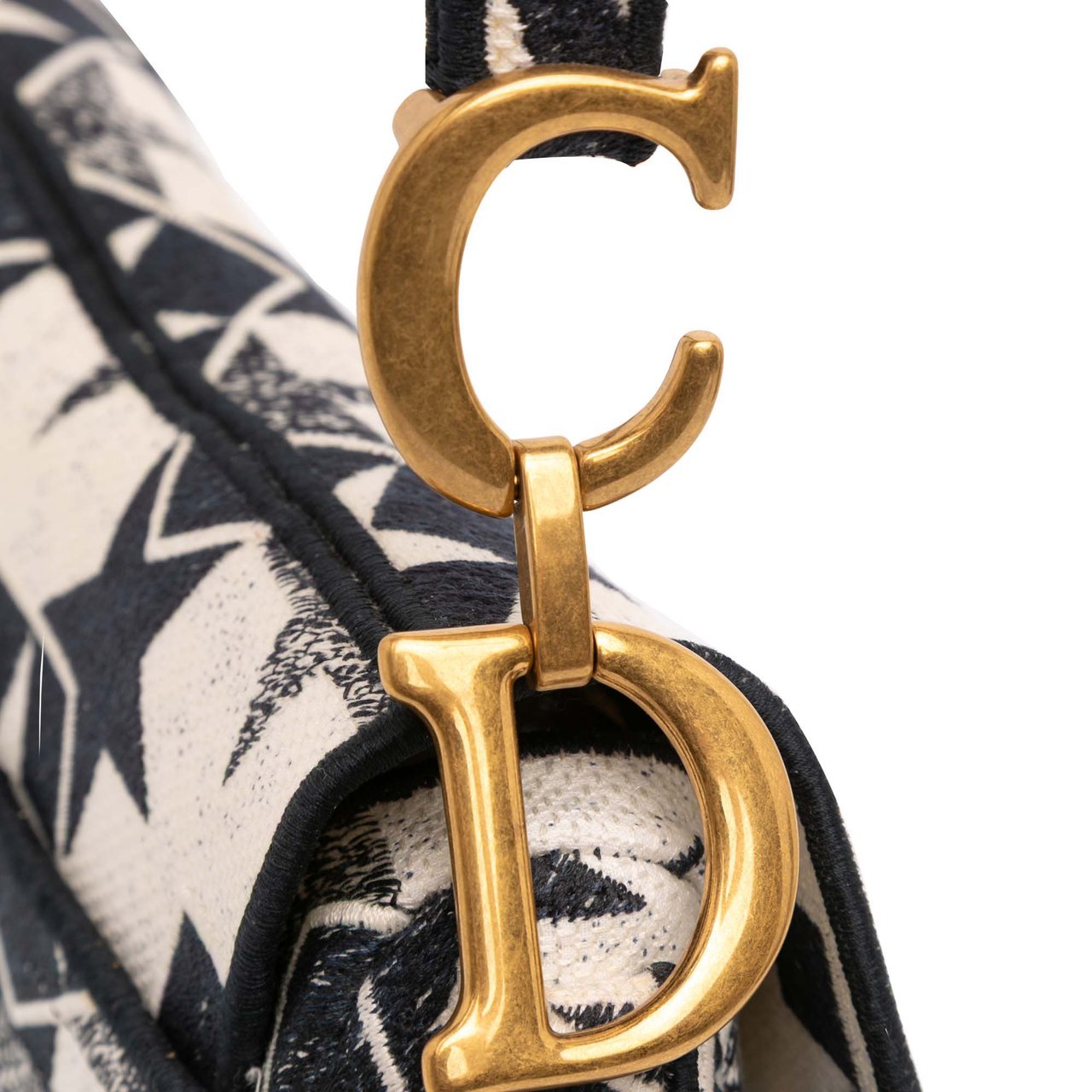 Dior Embroidered Canvas Stars Saddle Bag Wit