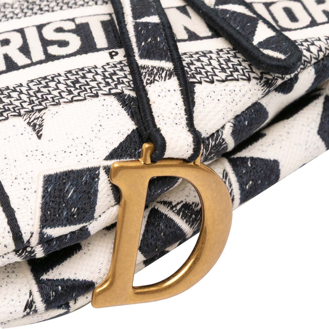 Dior Embroidered Canvas Stars Saddle Bag Wit