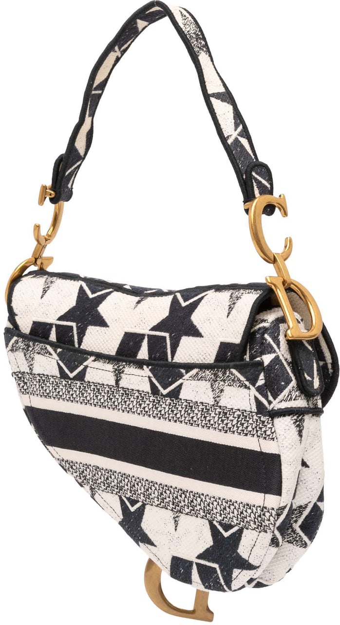 Dior Embroidered Canvas Stars Saddle Bag Wit