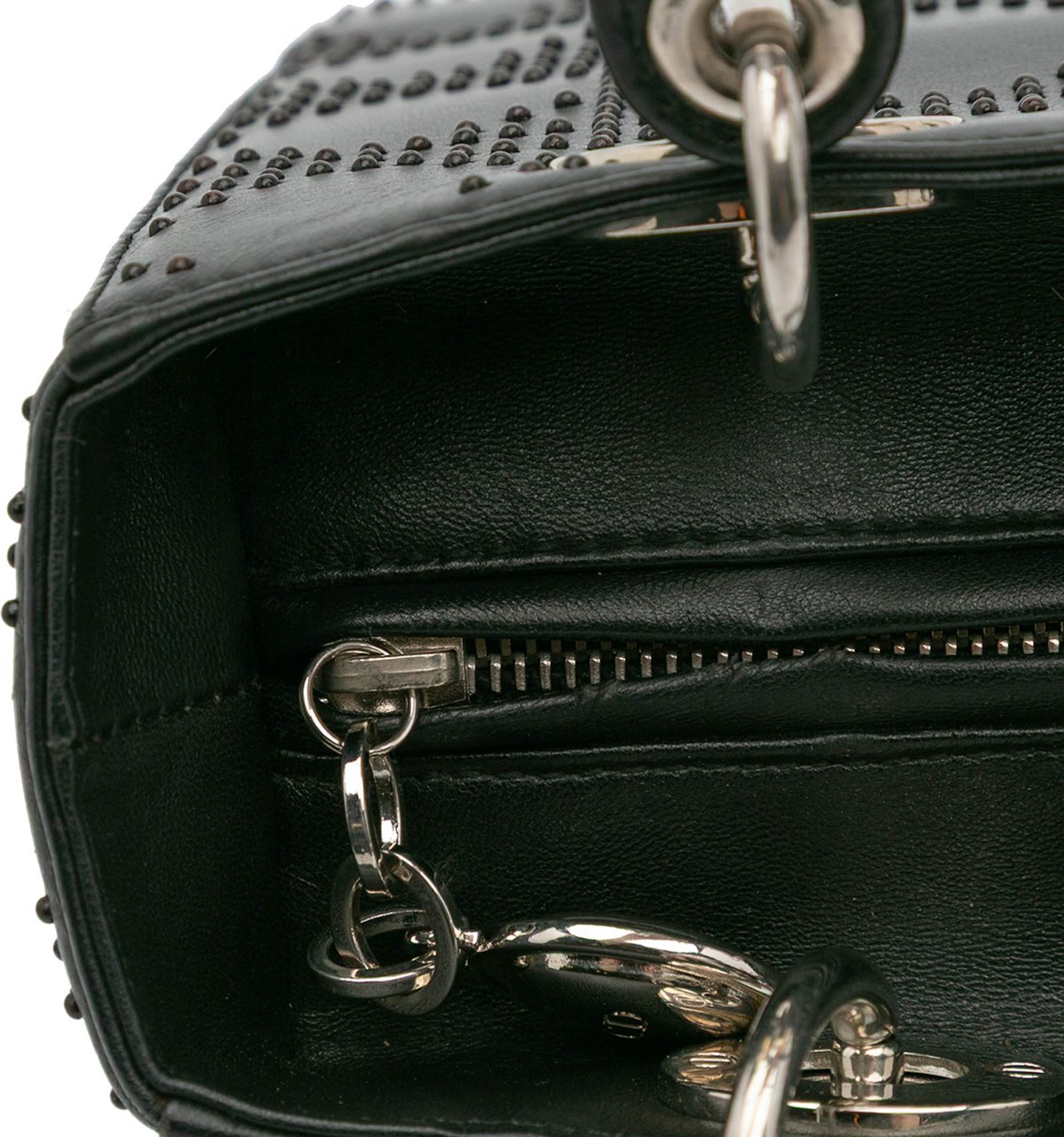 Dior Medium Calfskin Cannage Studded Lady Dior Zwart