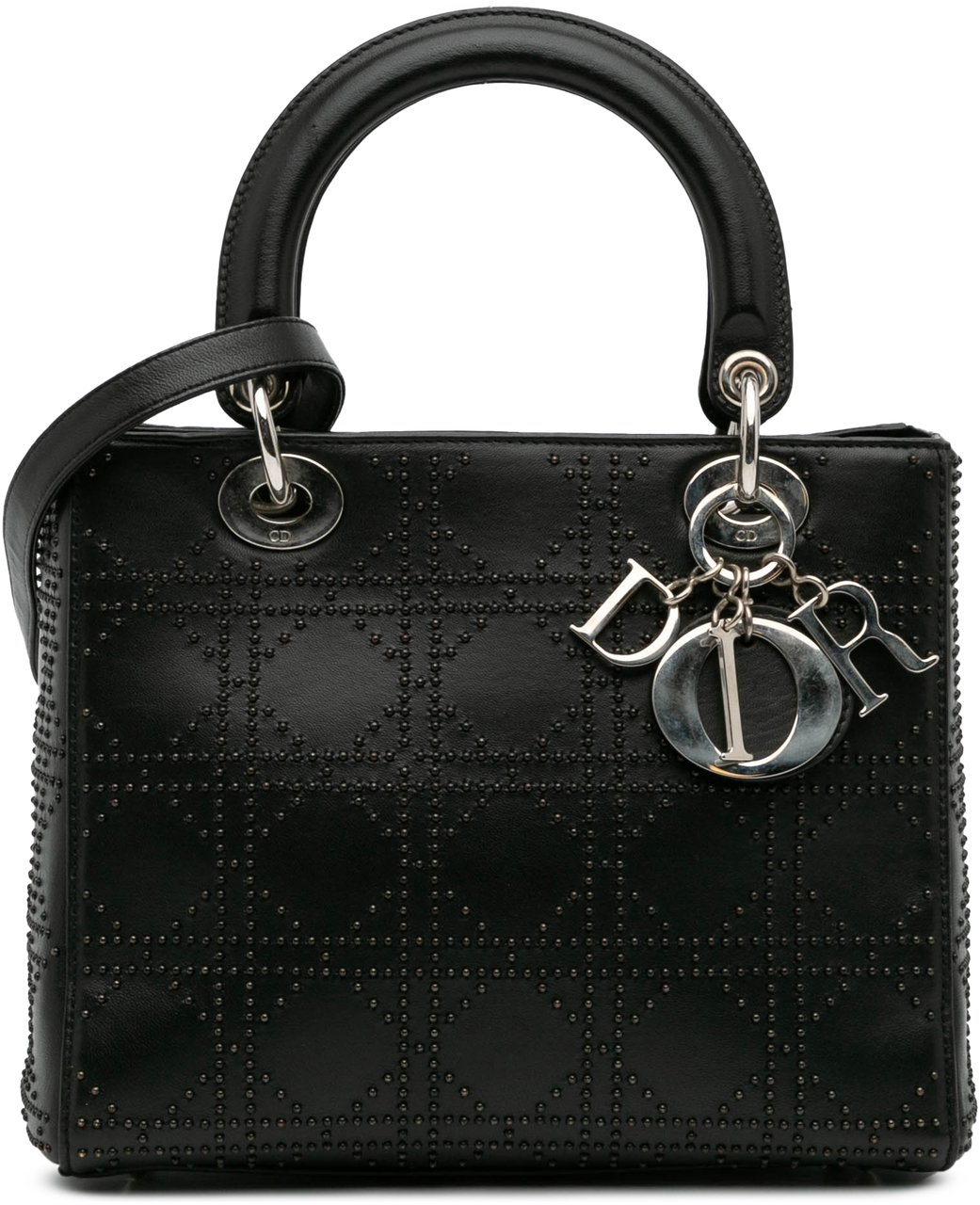 Dior Medium Calfskin Cannage Studded Lady Dior Zwart