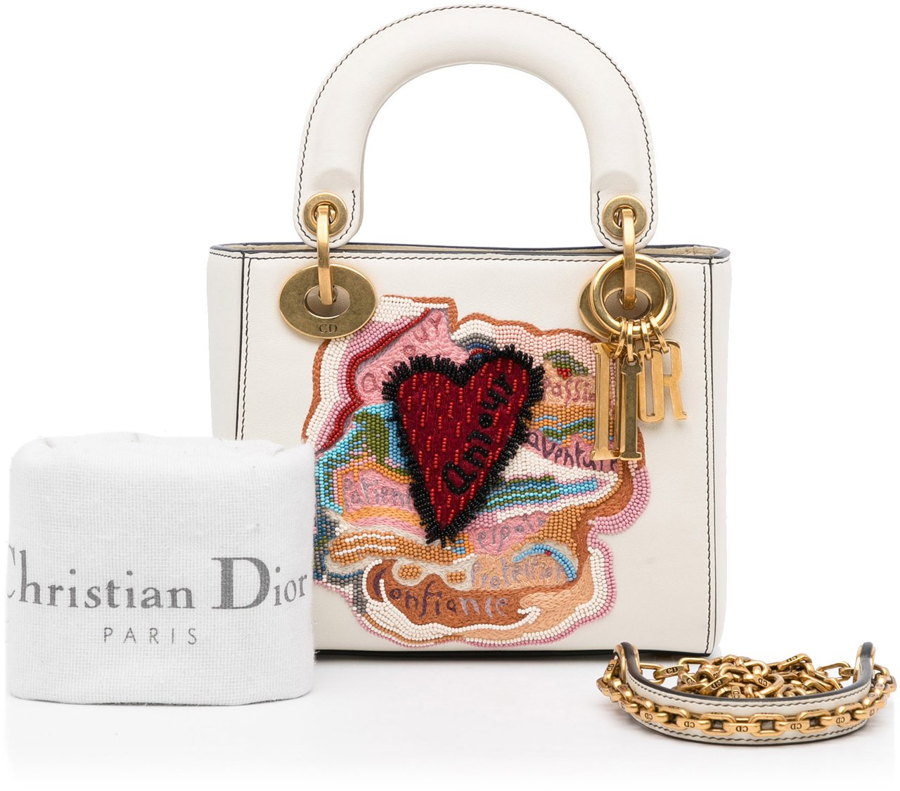 Dior DiorAmour Niki De Saint Phalle Mini Calfskin Sequins Lady Dior Wit