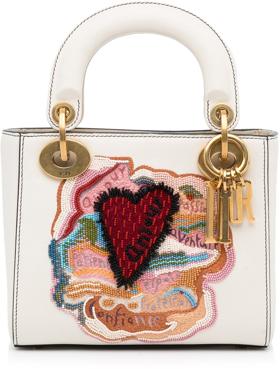 Dior DiorAmour Niki De Saint Phalle Mini Calfskin Sequins Lady Dior Wit