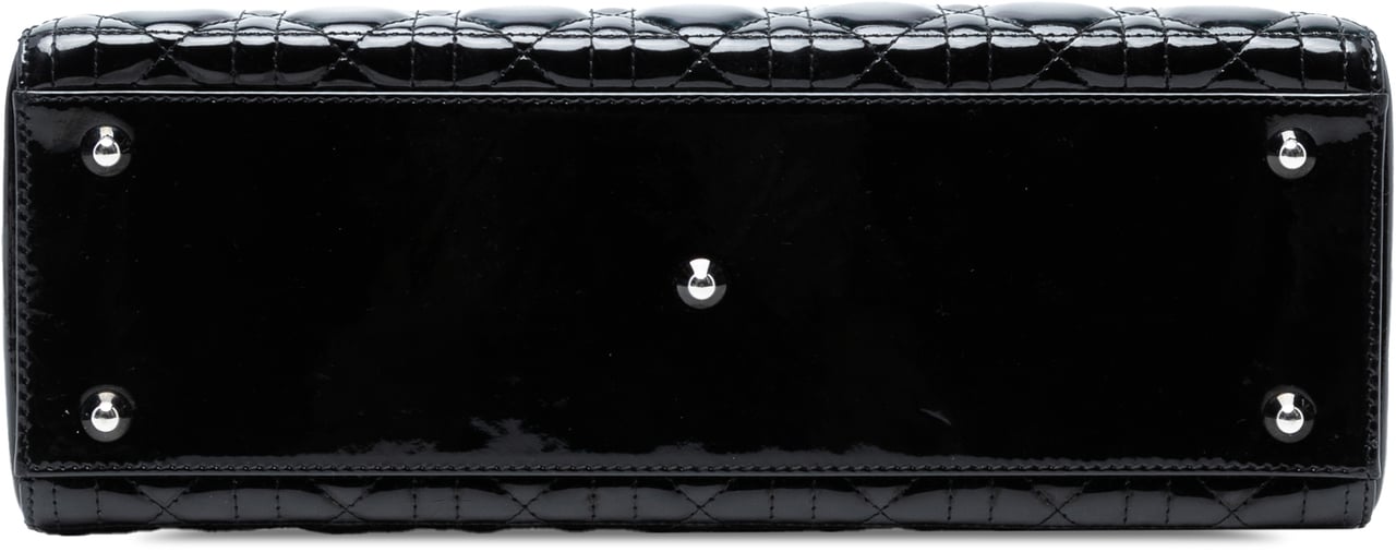 Dior Large Patent Cannage Lady Dior Zwart