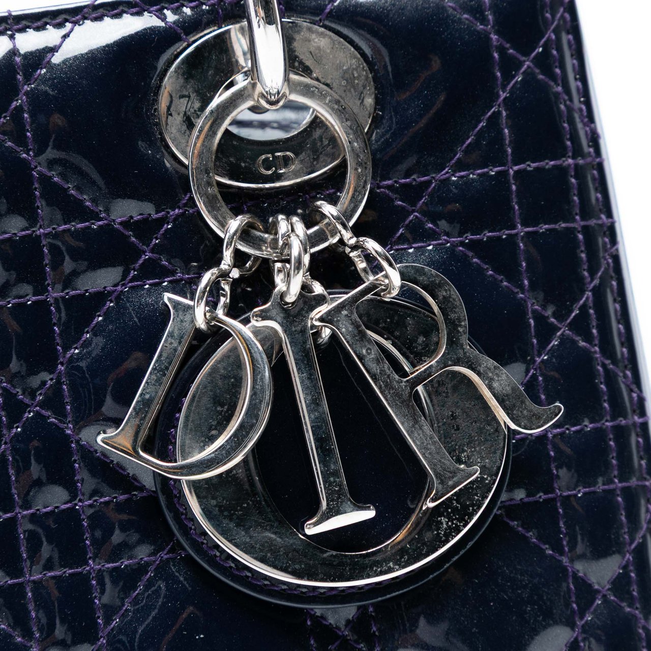 Dior Medium Patent Cannage Lady Dior Blauw