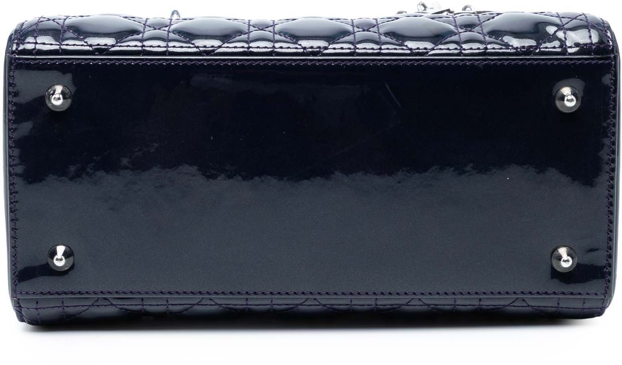 Dior Medium Patent Cannage Lady Dior Blauw
