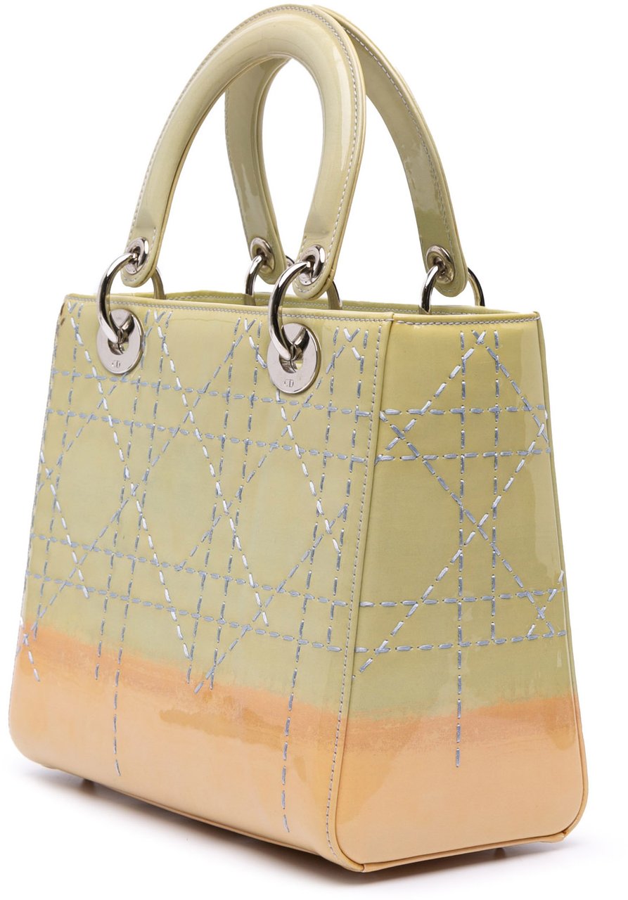 Dior Medium Ombre Patent Cannage Lady Dior Groen
