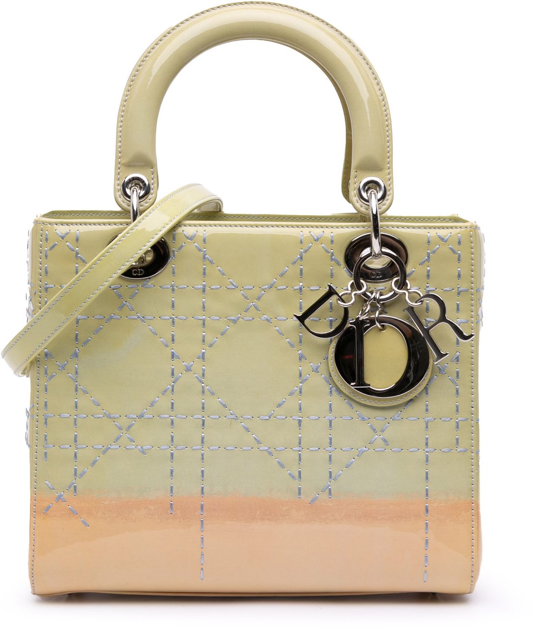 Dior Medium Ombre Patent Cannage Lady Dior Groen