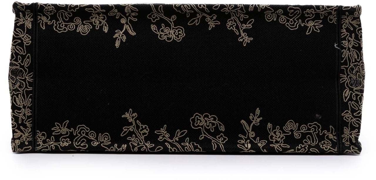 Dior Large Canvas Embroidered Jardin d'Hiver Book Tote Zwart