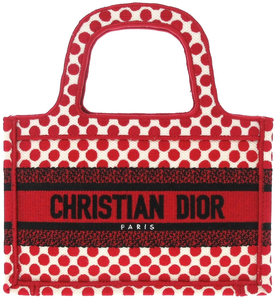 Dior DiorAmour Mini Embroidered Canvas Dots Book Tote Rood
