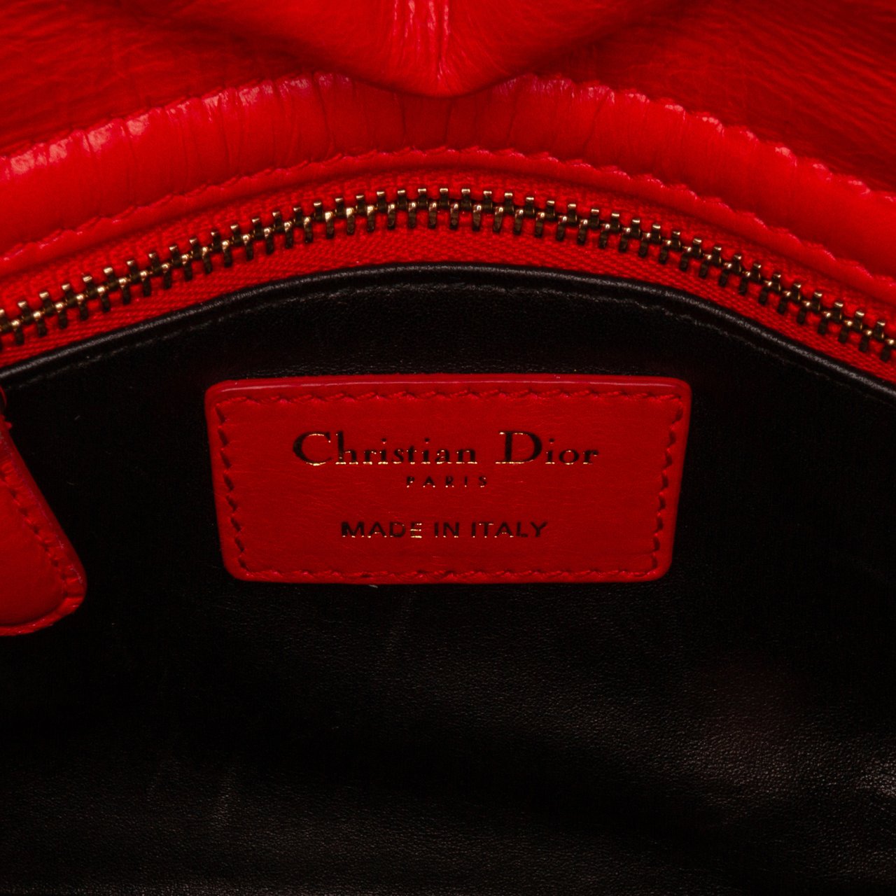 Dior Mini Calfskin Sequin Embellished Lady Dior Rood