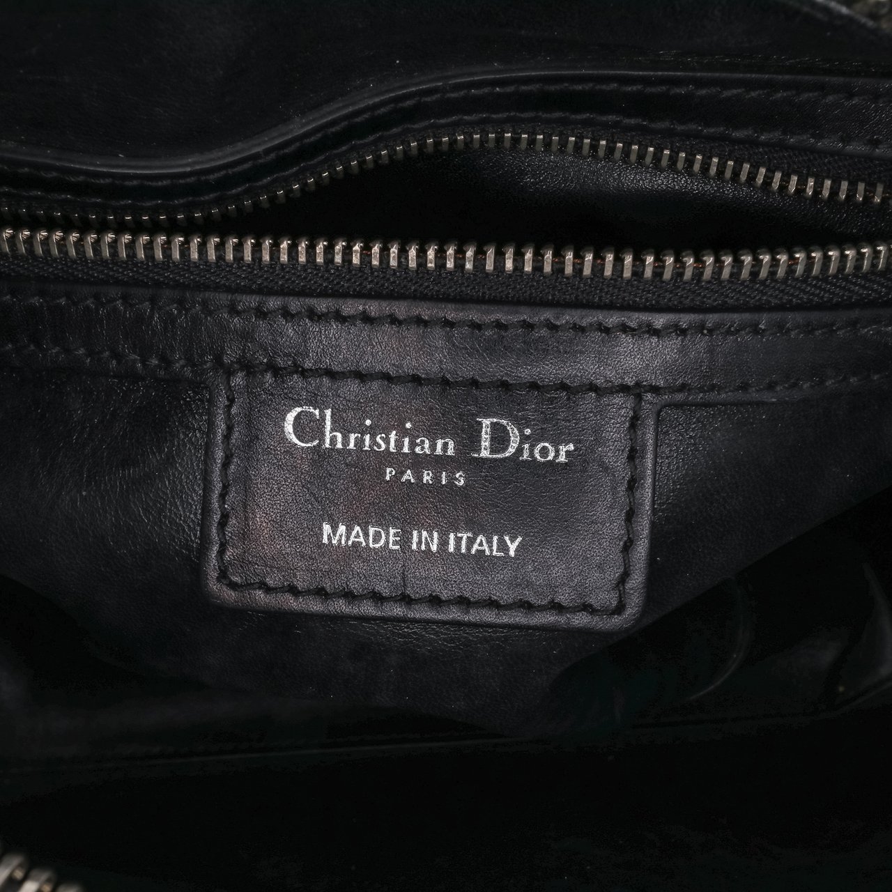Dior Medium Calfskin Patch Embellished Lady Dior Zwart
