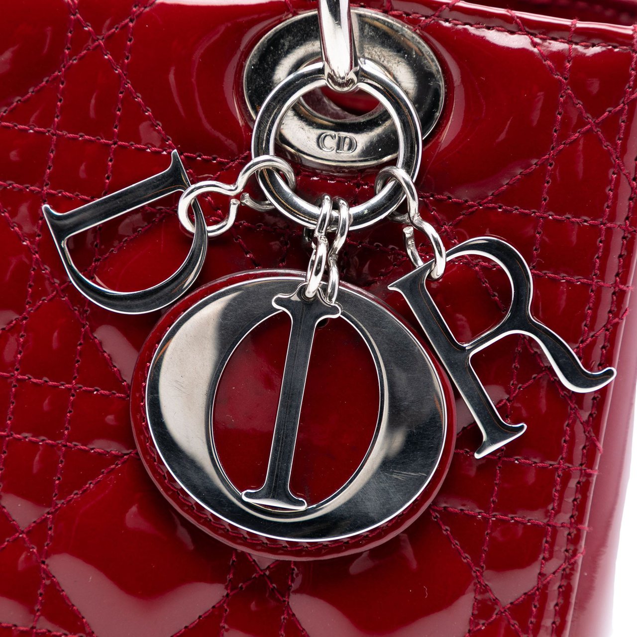 Dior Medium Patent Cannage Lady Dior Rood