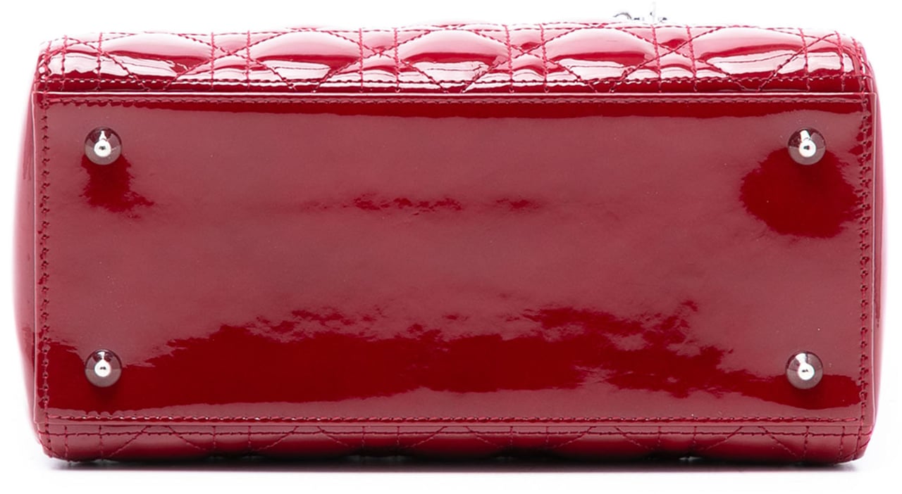 Dior Medium Patent Cannage Lady Dior Rood