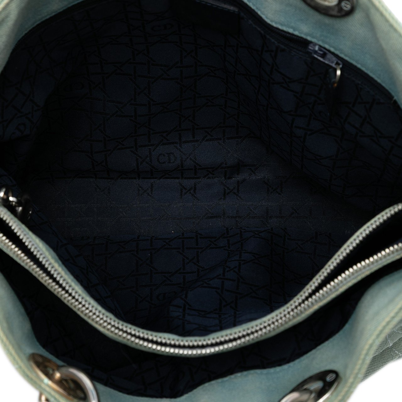 Dior Large Denim Cannage Acrylic Handles Lady Dior Blauw