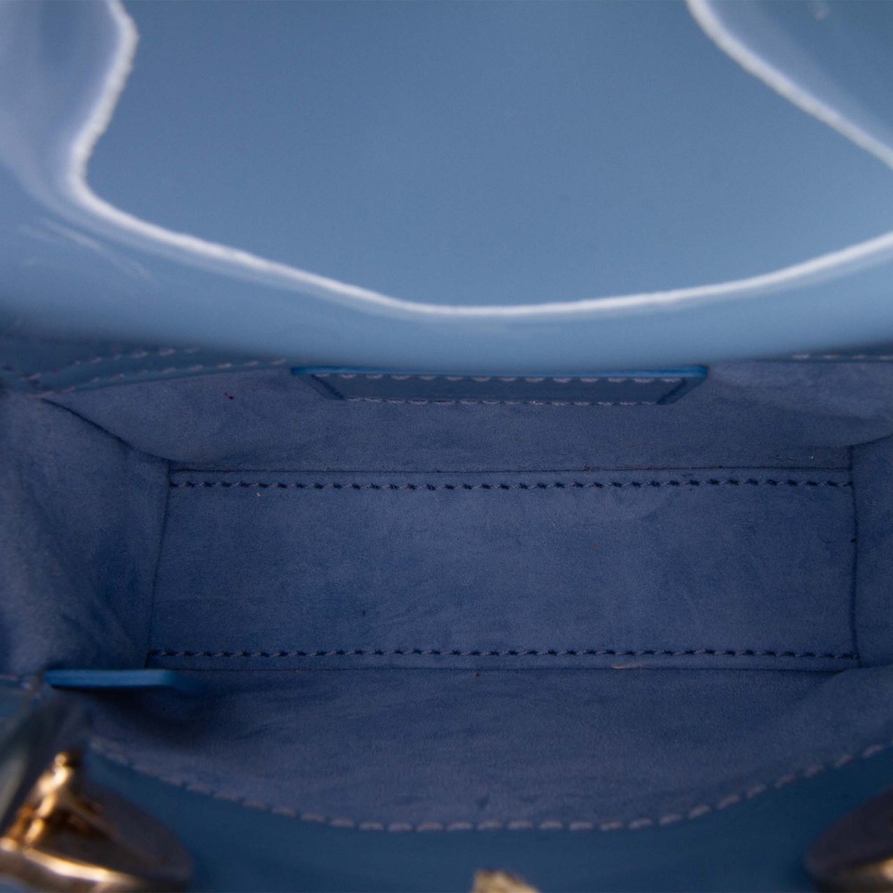 Dior Micro Patent Cannage Lady Dior Blauw
