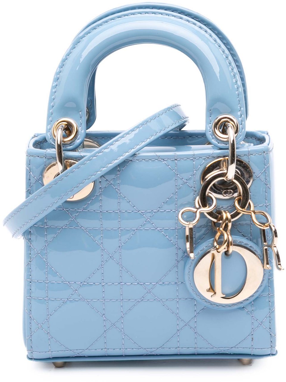 Dior Micro Patent Cannage Lady Dior Blauw