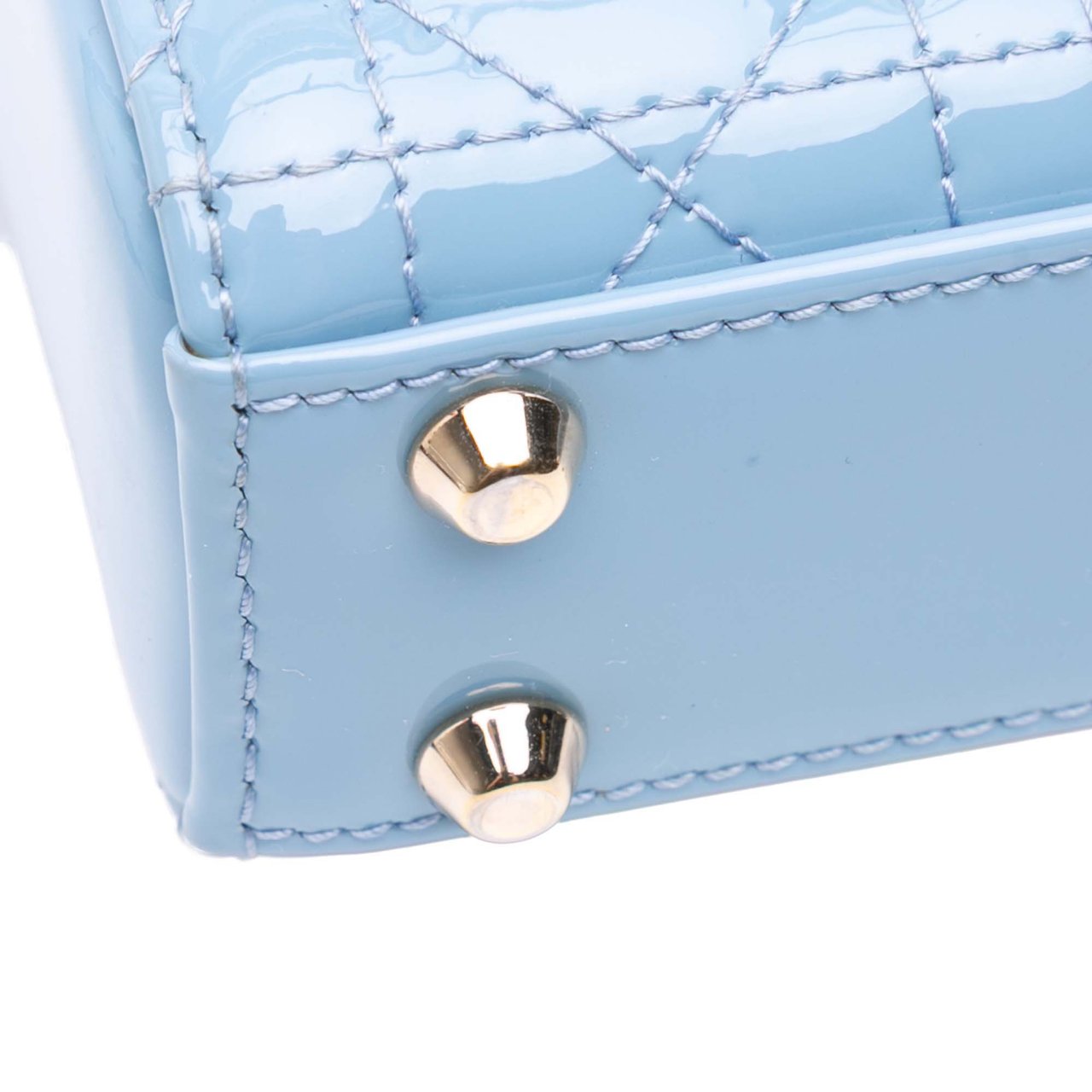 Dior Micro Patent Cannage Lady Dior Blauw