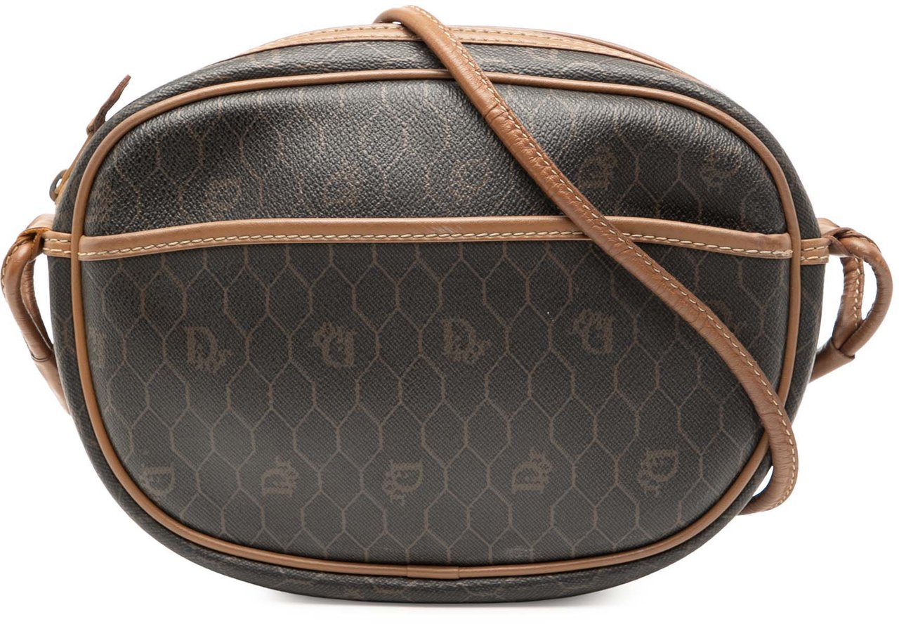 Dior Honeycomb Coated Canvas Crossbody Zwart