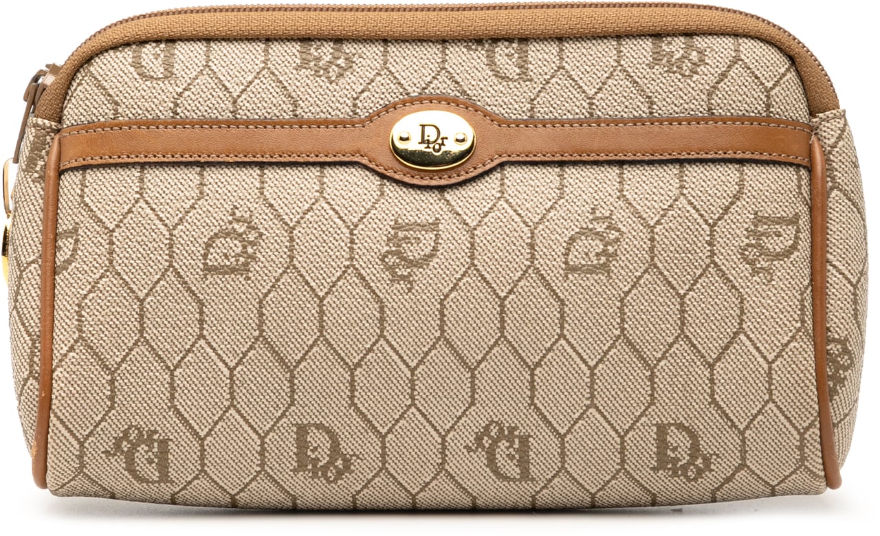 Dior Honeycomb Coated Canvas Pouch Bruin
