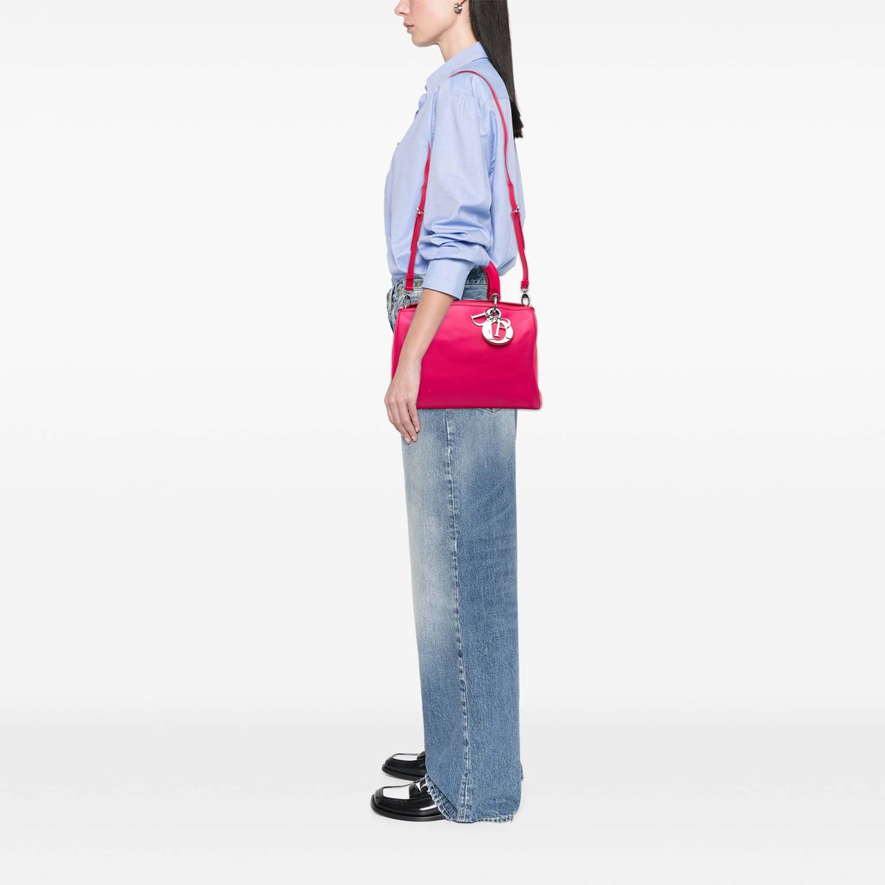 Dior Medium Leather Diorissimo Satchel Roze