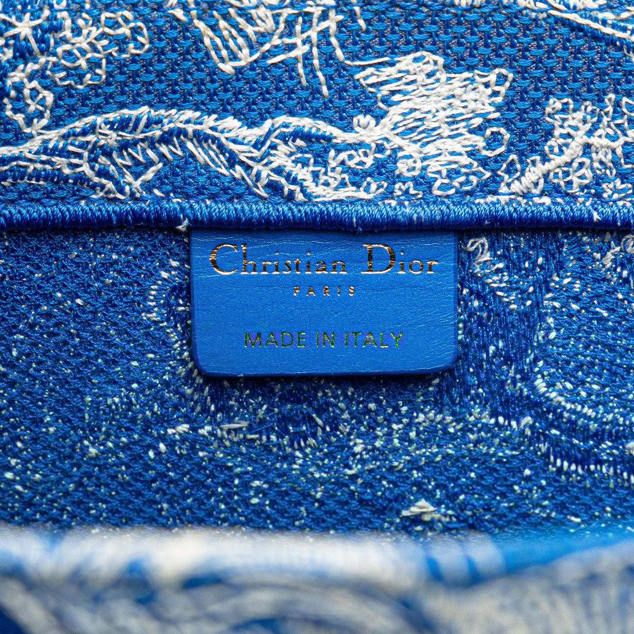Dior Medium Canvas Embroidered Dioriviera Toile De Jouy Book Tote Blauw