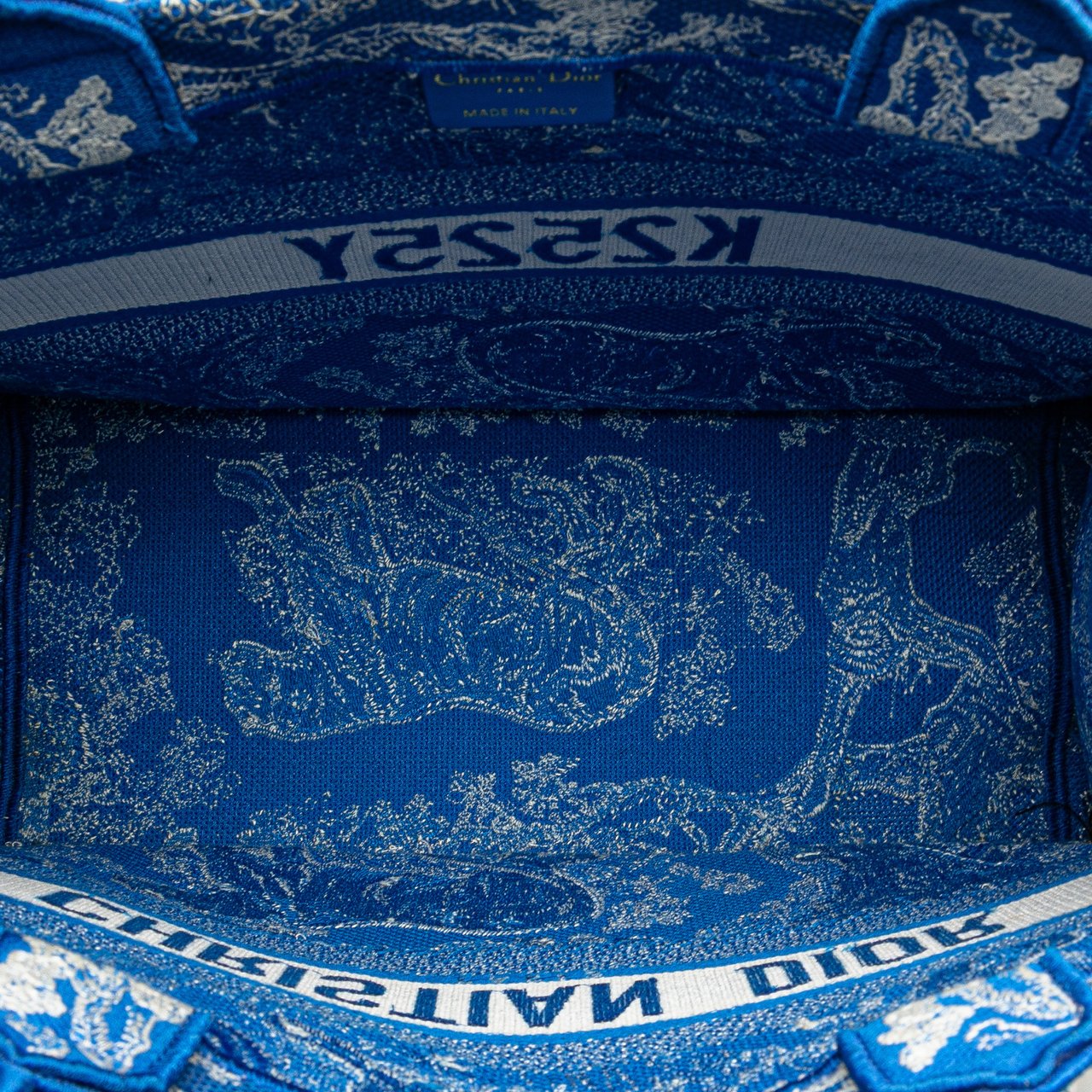 Dior Medium Canvas Embroidered Dioriviera Toile De Jouy Book Tote Blauw