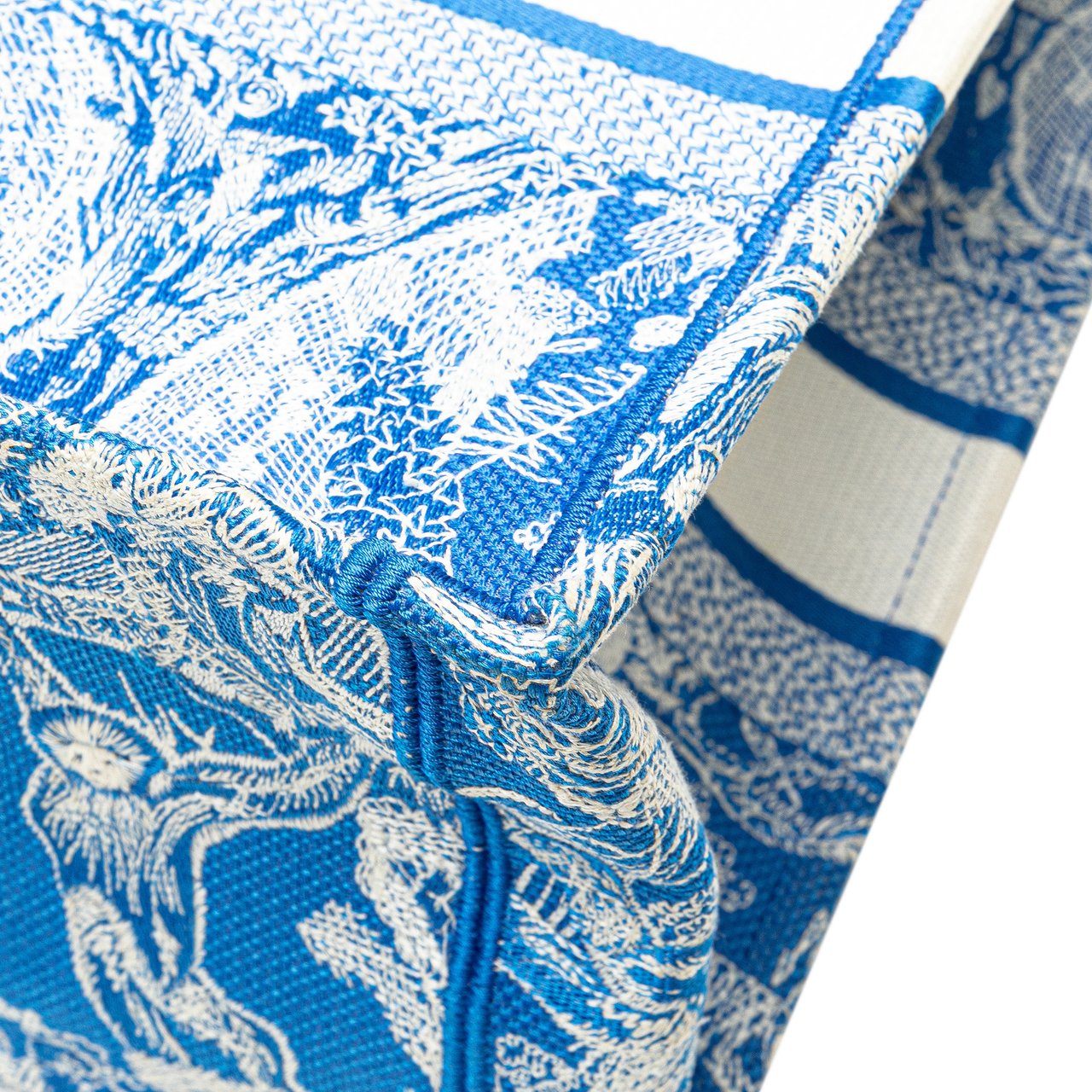 Dior Medium Canvas Embroidered Dioriviera Toile De Jouy Book Tote Blauw