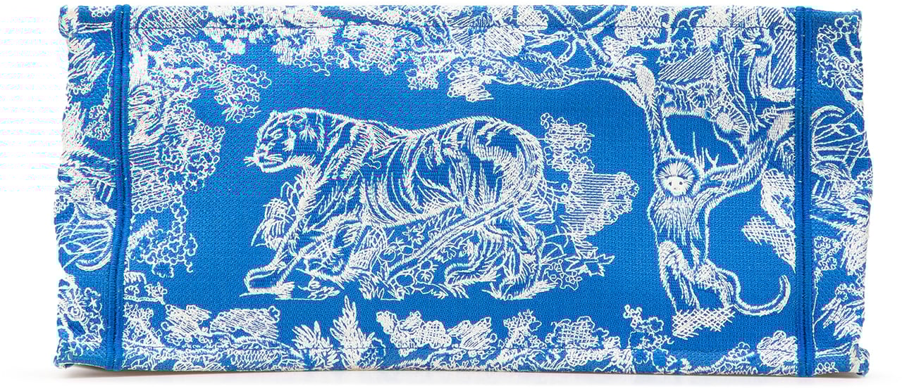 Dior Medium Canvas Embroidered Dioriviera Toile De Jouy Book Tote Blauw