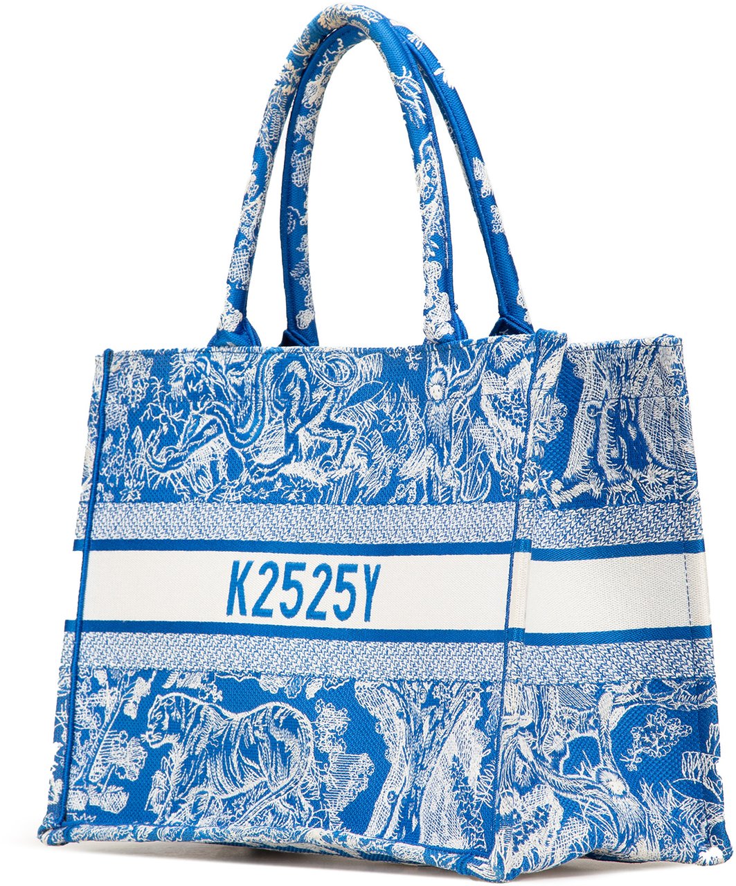 Dior Medium Canvas Embroidered Dioriviera Toile De Jouy Book Tote Blauw