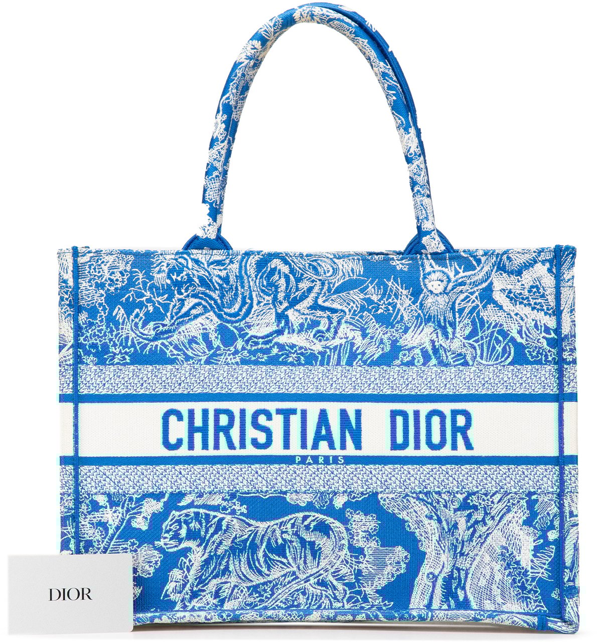 Dior Medium Canvas Embroidered Dioriviera Toile De Jouy Book Tote Blauw