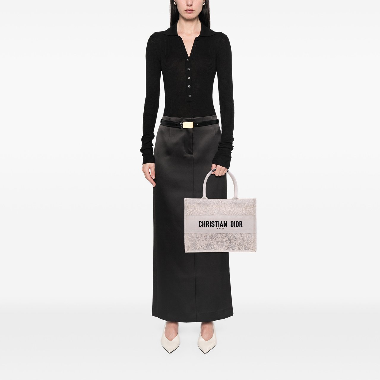 Dior Medium Canvas D Lace Sun Embroidery Book Tote Wit