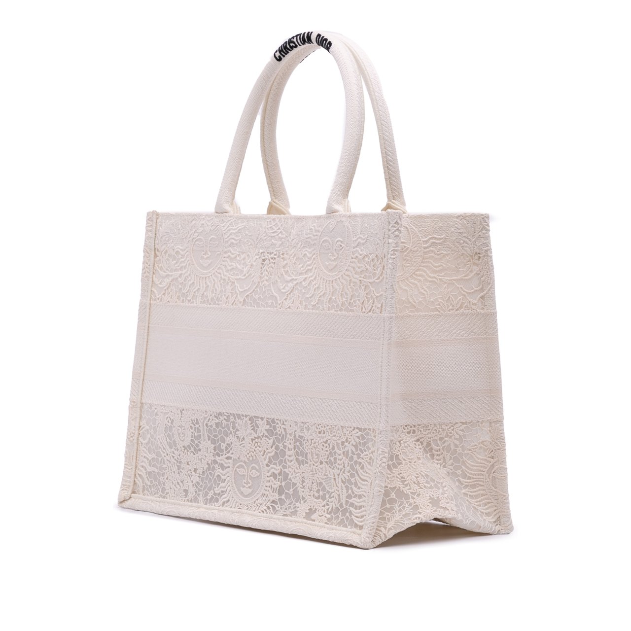 Dior Medium Canvas D Lace Sun Embroidery Book Tote Wit