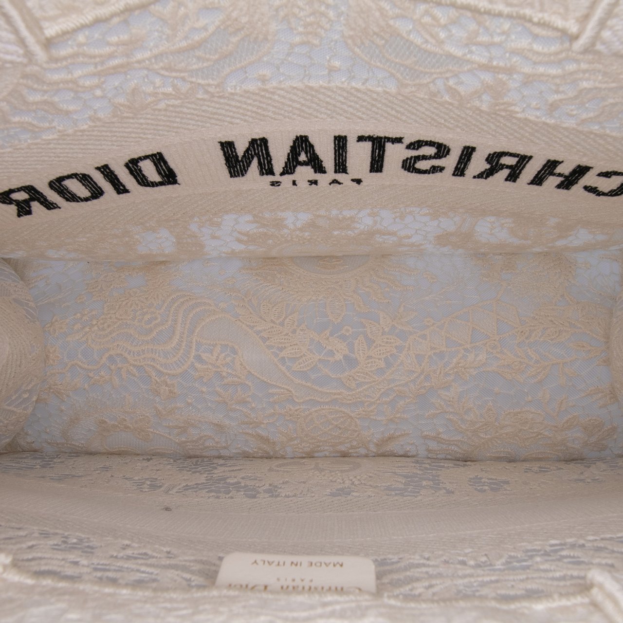 Dior Medium Canvas D Lace Sun Embroidery Book Tote Wit