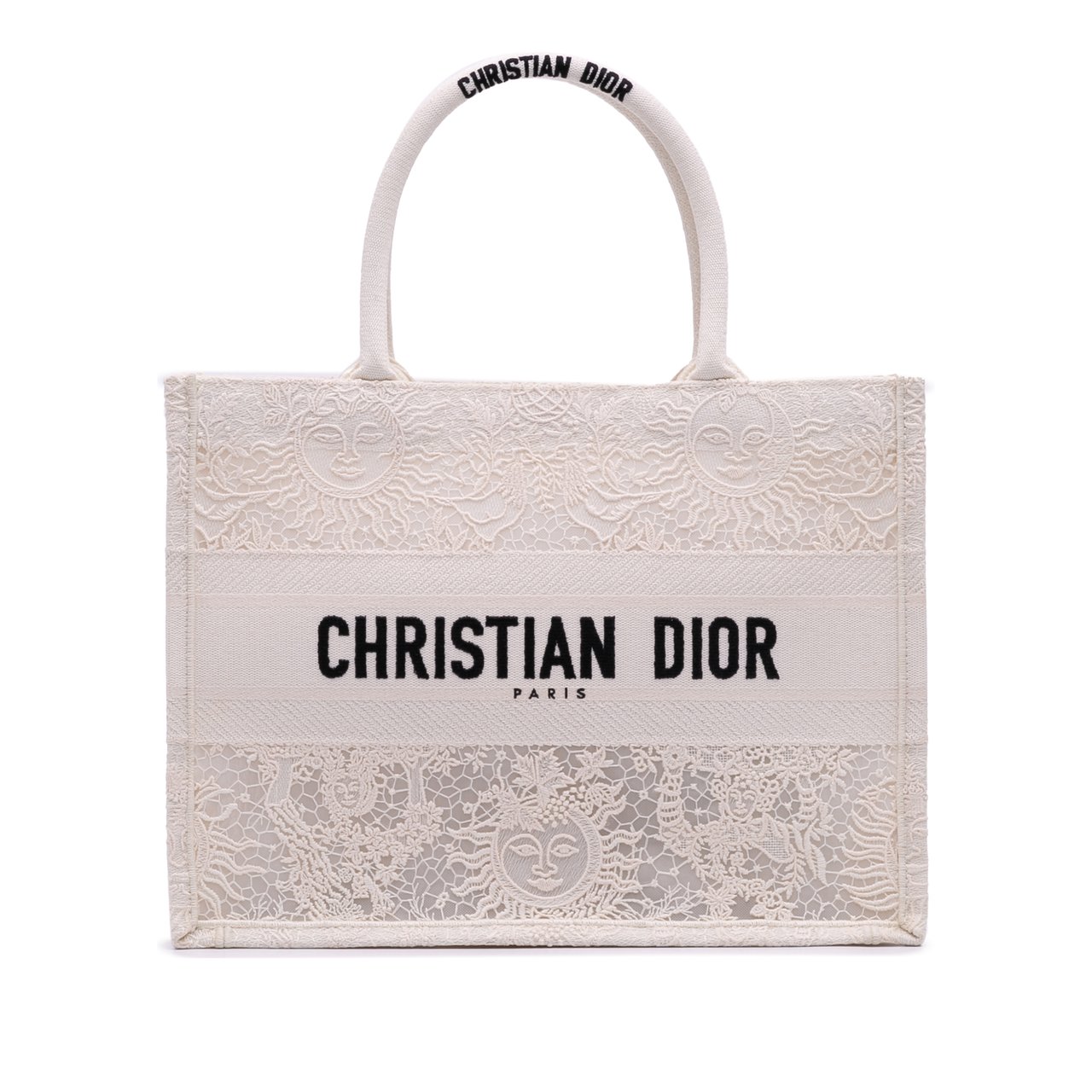 Dior Medium Canvas D Lace Sun Embroidery Book Tote Wit