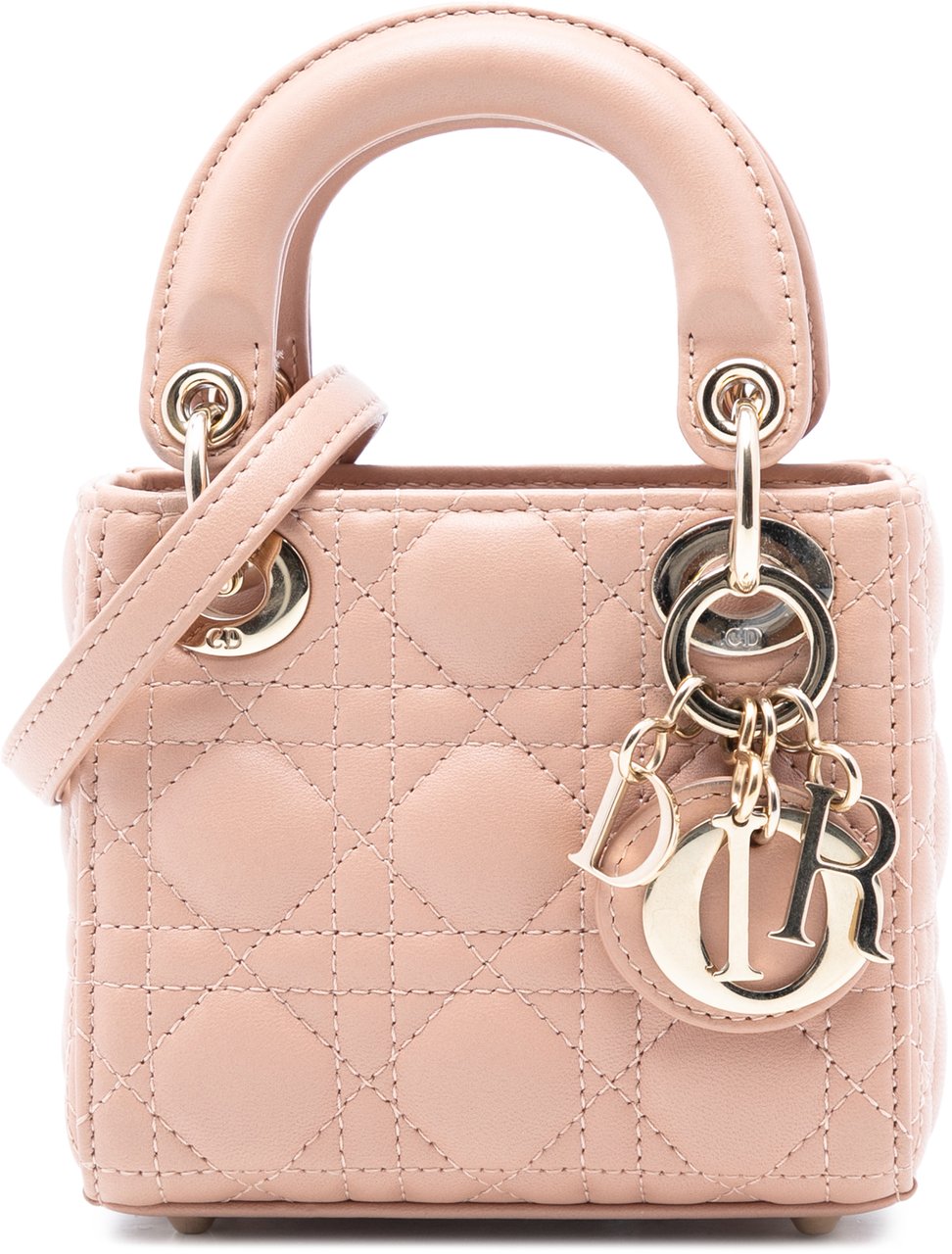 Dior Micro Lambskin Cannage Lady Dior Bruin