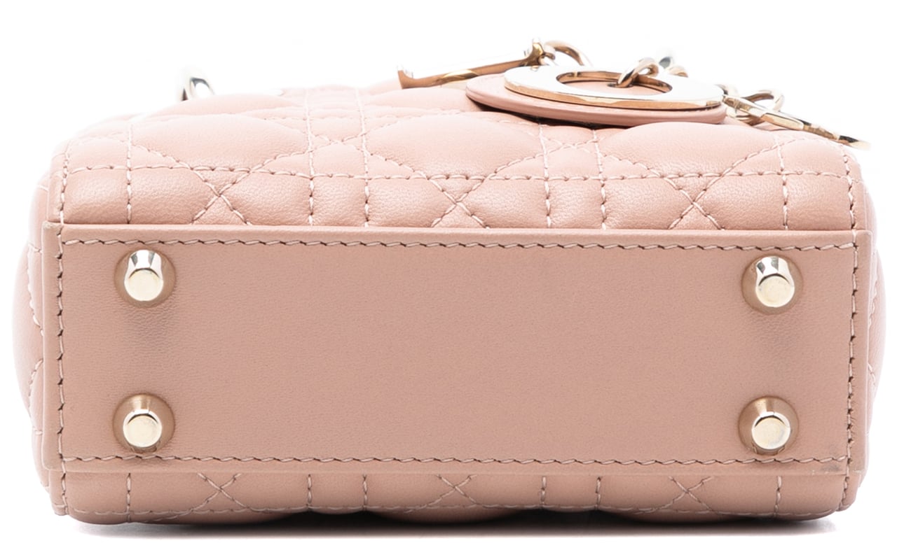 Dior Micro Lambskin Cannage Lady Dior Bruin