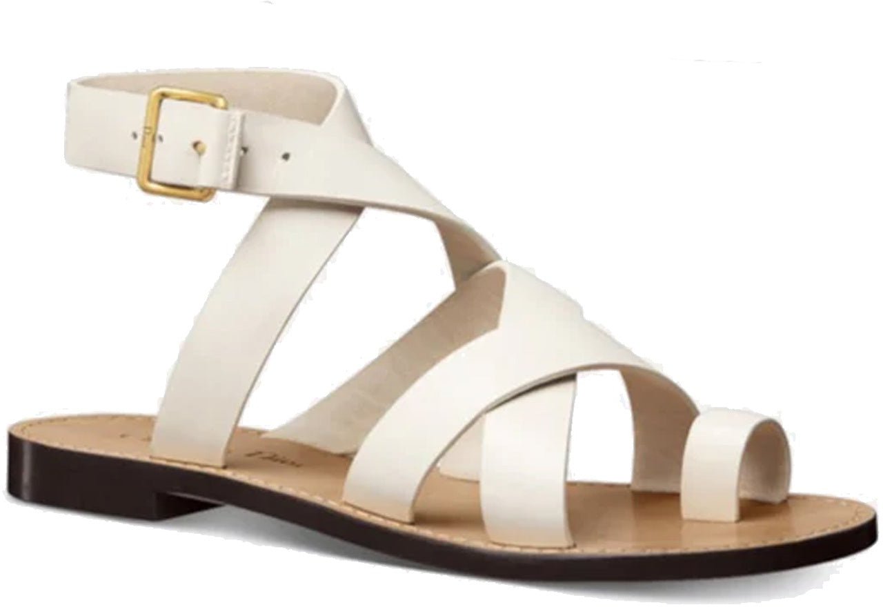 Dior Dior Sun Leather Flat Sandals Wit