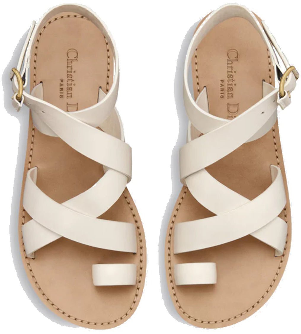 Dior Dior Sun Leather Flat Sandals Wit