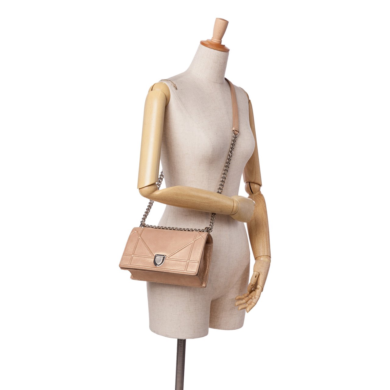 Dior Small Iridescent Lambskin Diorama Flap Goud